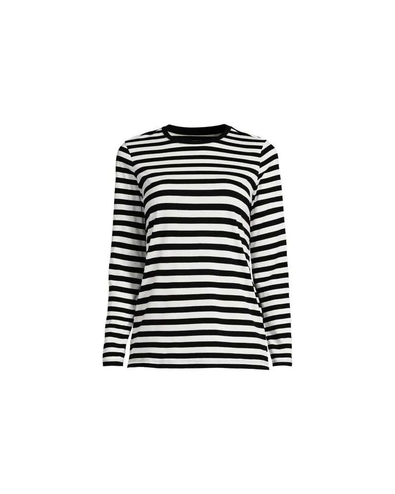 Lands' End Supima-Shirt, Langarm, Damen, Größe regular, Schwarz, Baumwolle, by Schwarz