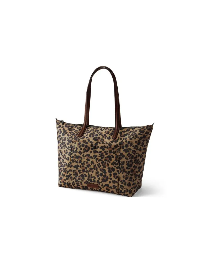 Lands' End Wasserabweisende, verstaubare Shoppertasche, Damen, Größe:null regular, Braun, Nylon/Leder, by Braun