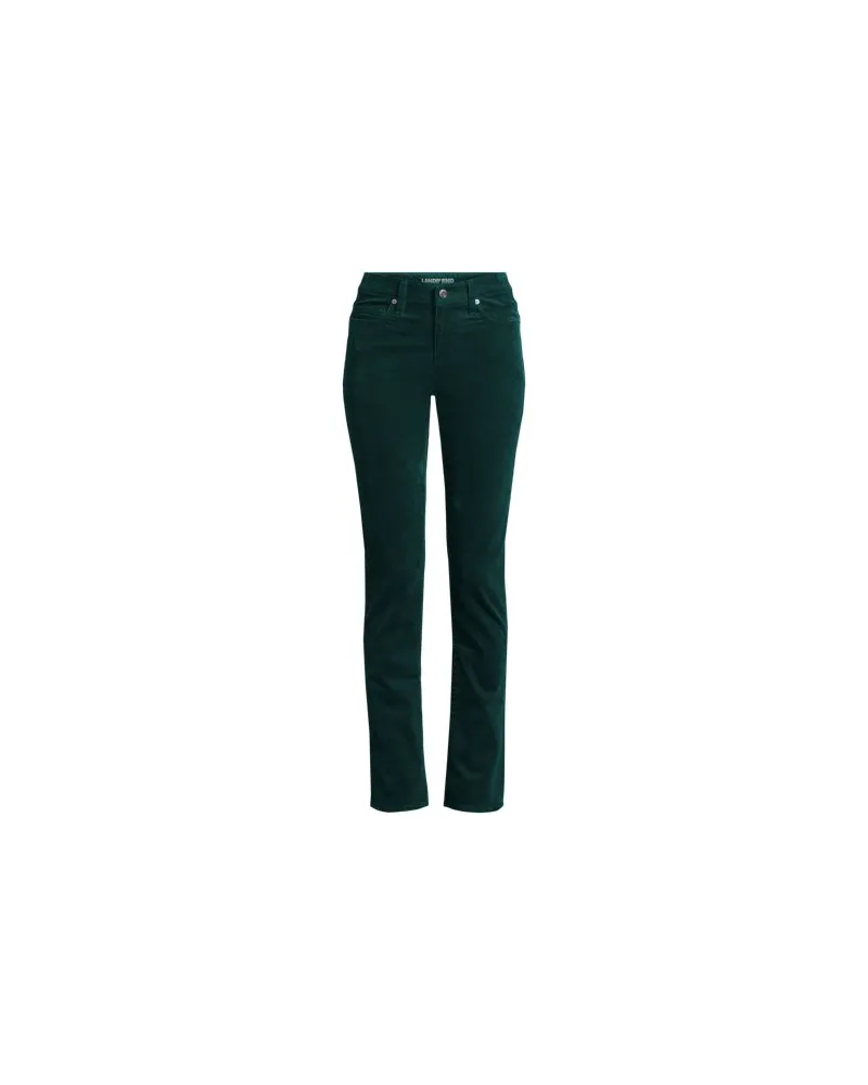 Lands' End Straight Fit Cordhose Mid Waist, Damen, Größe petite, Grün, Baumwoll-Mischung, by Grün