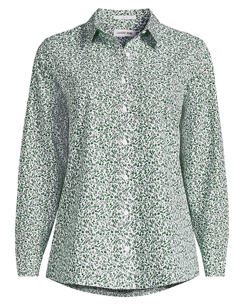 Lands' End Bügelfreie Baumwoll-Bluse, Damen, Größe regular, Grün, Baumwolle, by Grün