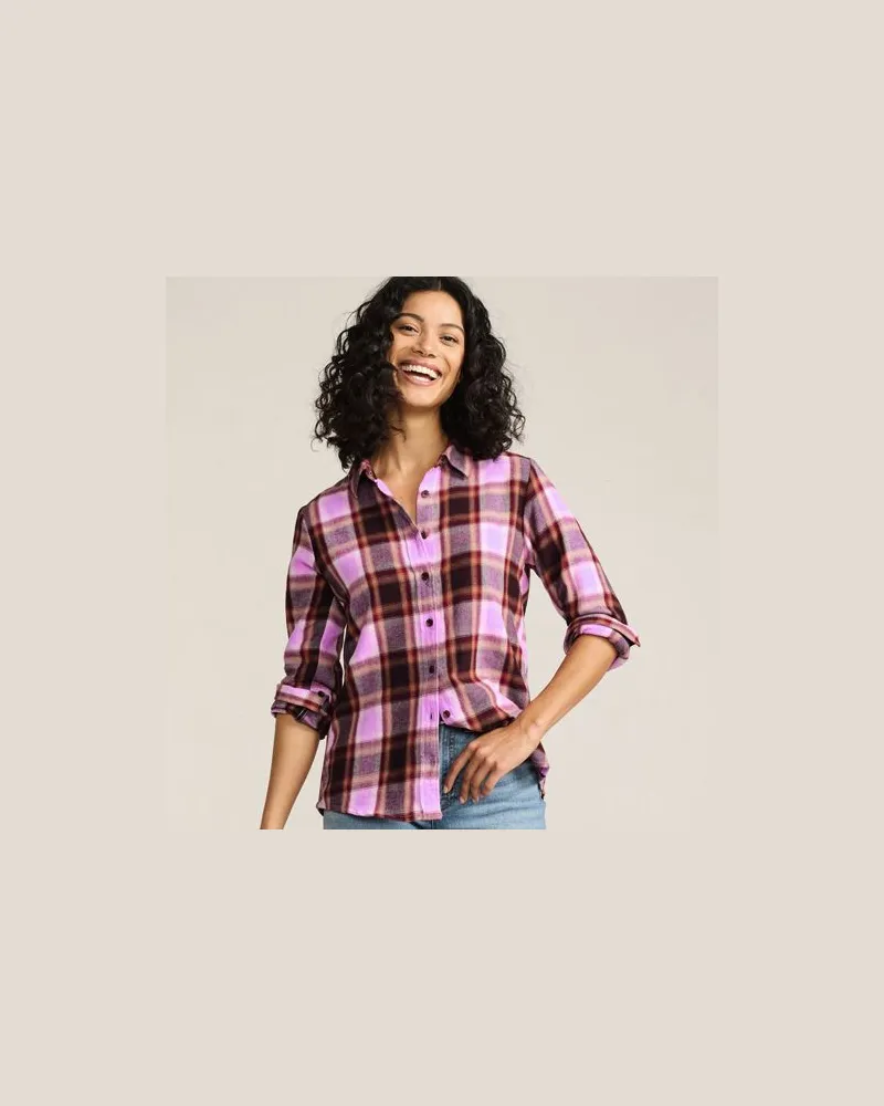 Lands' End Boyfriend-Bluse aus Flanell, Damen, Größe regular, Pink, Baumwolle, by Pink