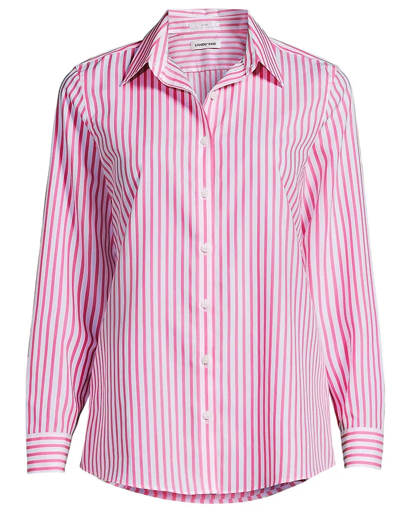 Lands' End Bügelfreie Baumwoll-Bluse, Damen, Größe regular, Weiß, Baumwolle, by Weiß