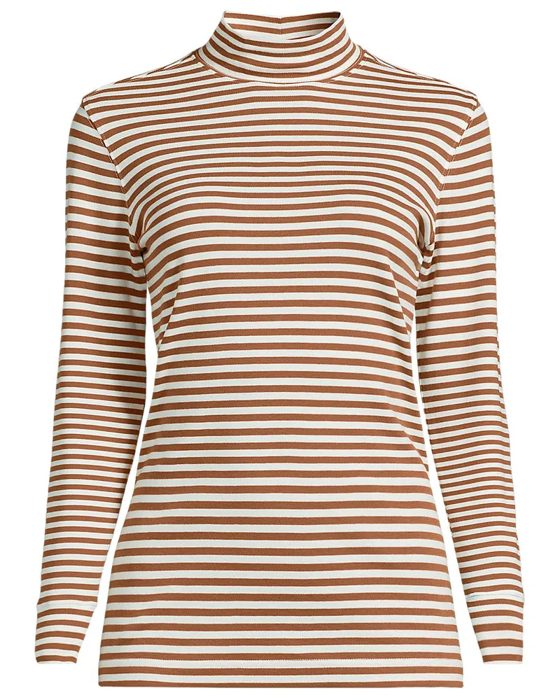Lands' End Stehkragen-Shirt, Damen, Größe plus, Braun, Baumwolle, by Braun