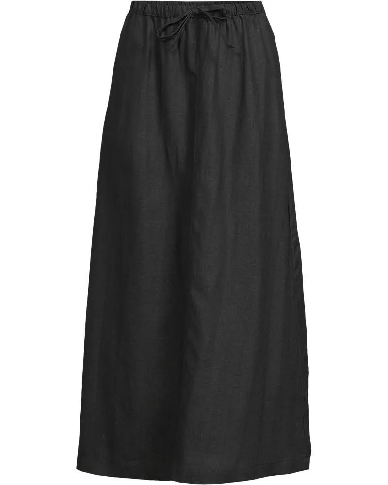 Lands' End Leinen-Midirock, Damen, Größe regular, Schwarz, Leinen, by Schwarz
