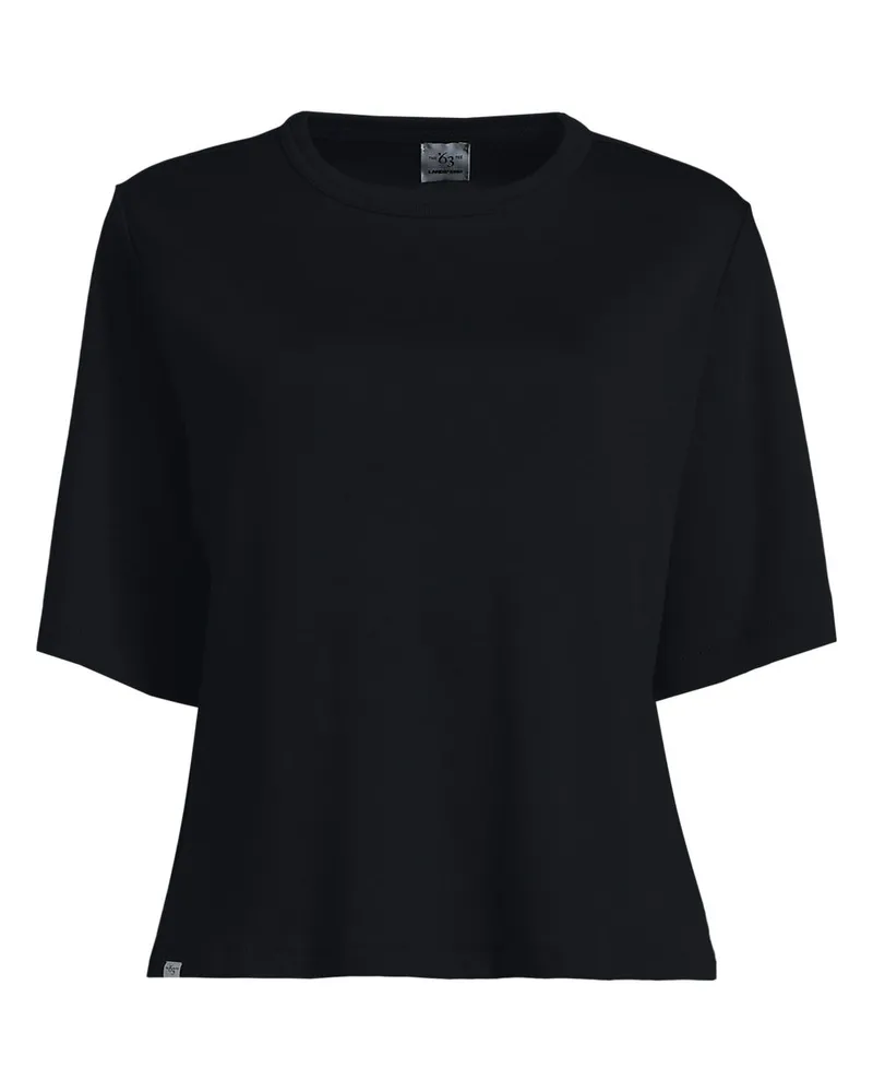 Lands' End Kastiges Supima Interlock-Shirt '63 in Petit-Größe, Damen, Größe petite, Schwarz, Baumwolle, by Schwarz