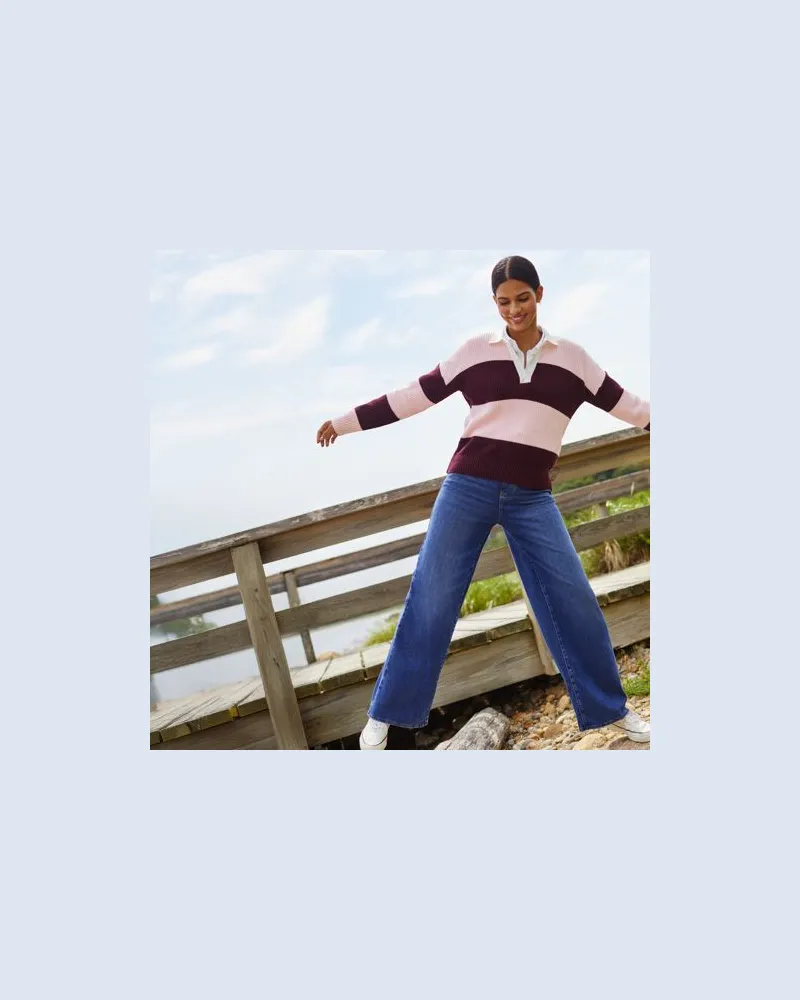 Lands' End Starfish Knit-Jeans mit weitem Bein, Damen, Größe regular, Blau, Baumwoll-Mischung/Polyester-Mischung, by Blau