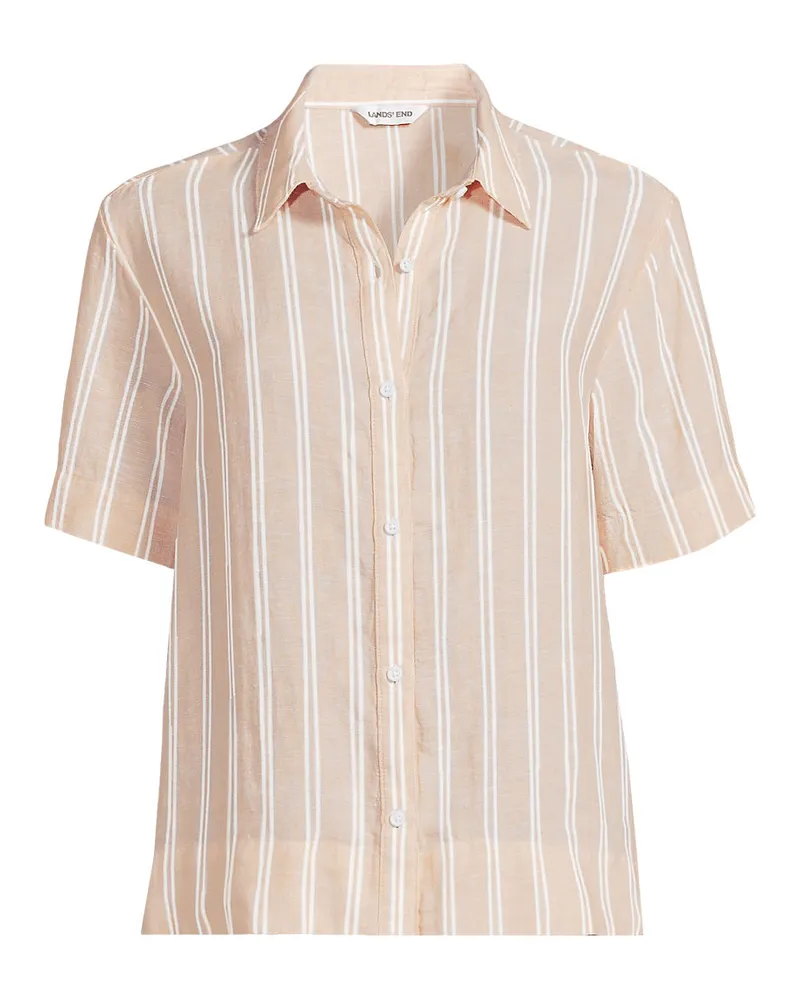 Lands' End Premium Reinleinen-Hemd mit kurzen Ärmeln, Damen, Größe regular, Weiß, Leinen, by Weiß