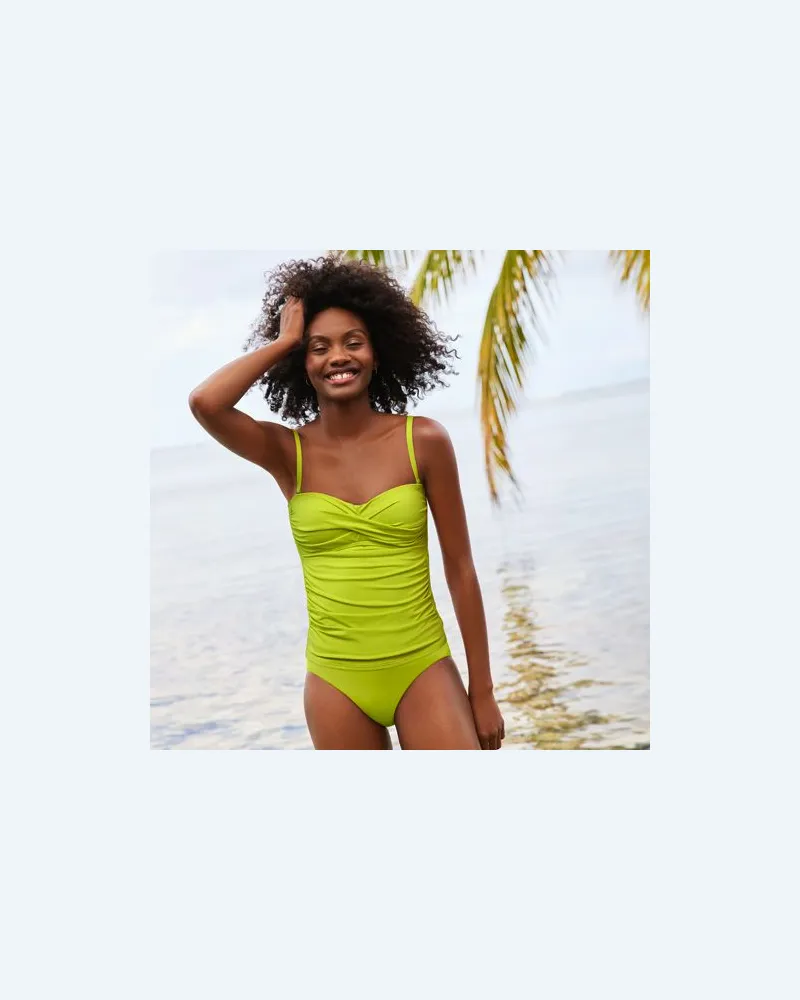 Lands' End Twist Bandeau-Tankinitop, Damen, Größe regular, Grün, Elasthan/Nylon-Mischung, by Grün