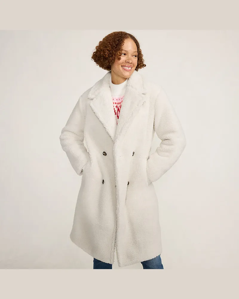 Lands' End Teddymantel, Damen, Größe regular, Weiß, Polyester, by Weiß