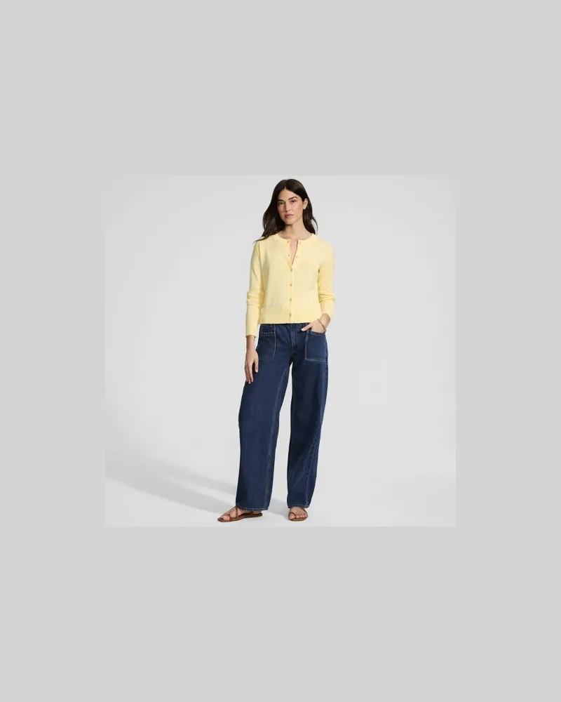 Lands' End Gerade Jeans mit Elastikbund, Damen, Größe petite, Blau, Baumwolle, by Blau