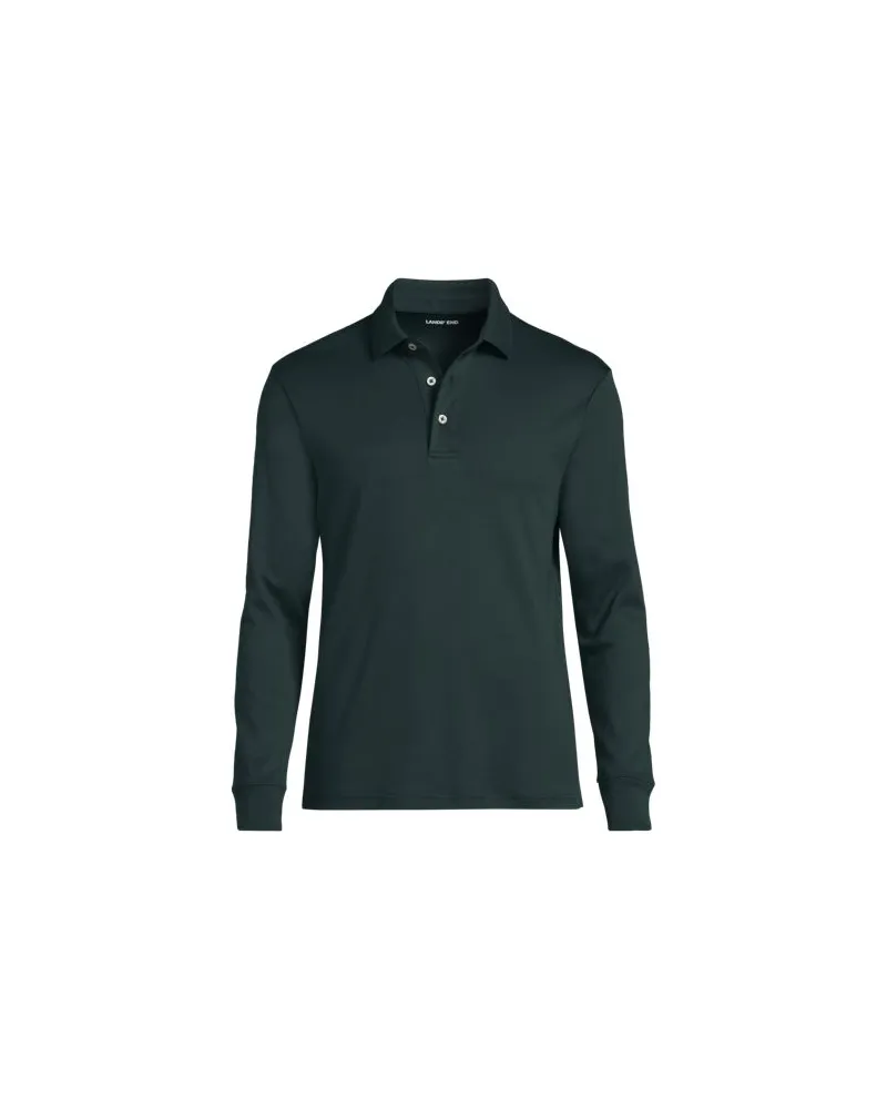 Lands' End Supima Langarm-Polo, Classic Fit, Herren, Größe tall, Grün, Baumwolle, by Grün