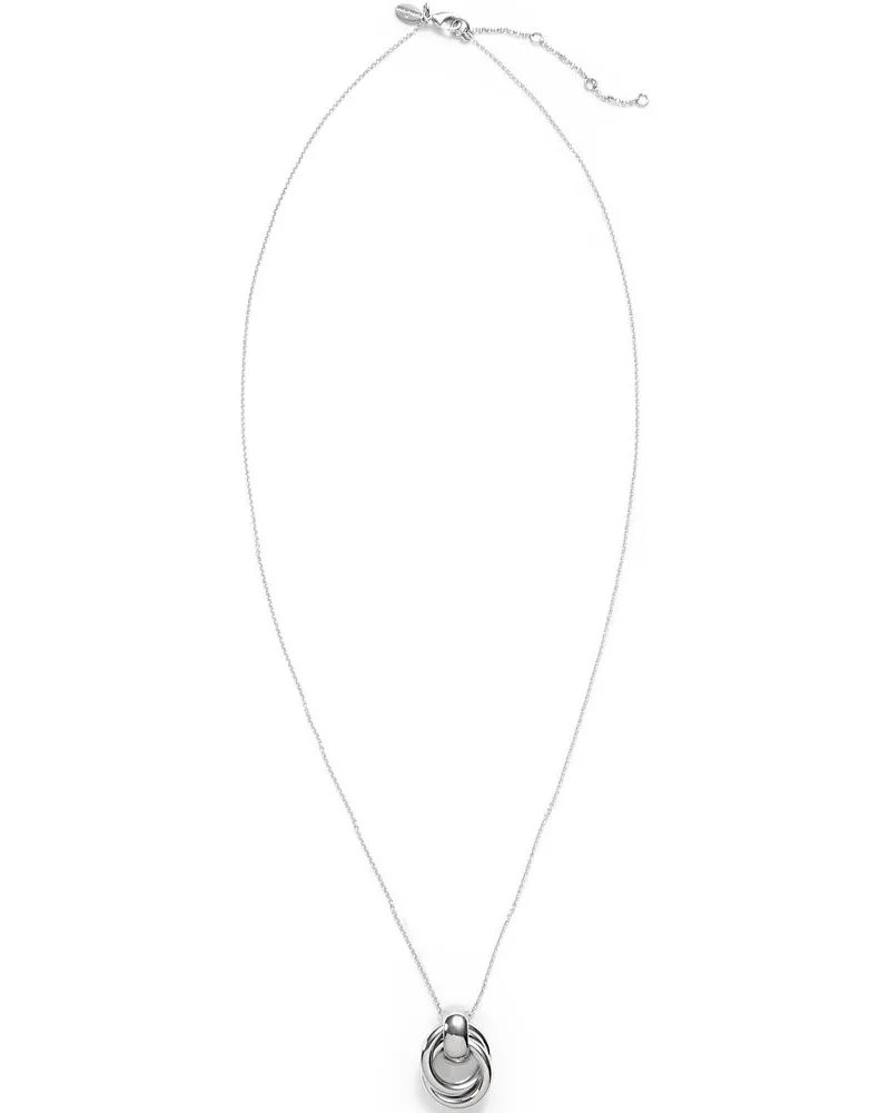 Lands' End Wasserfeste Halskette mit langem Knotenanhänger, Damen, Größe:null regular, Grau, Messing, by Grau