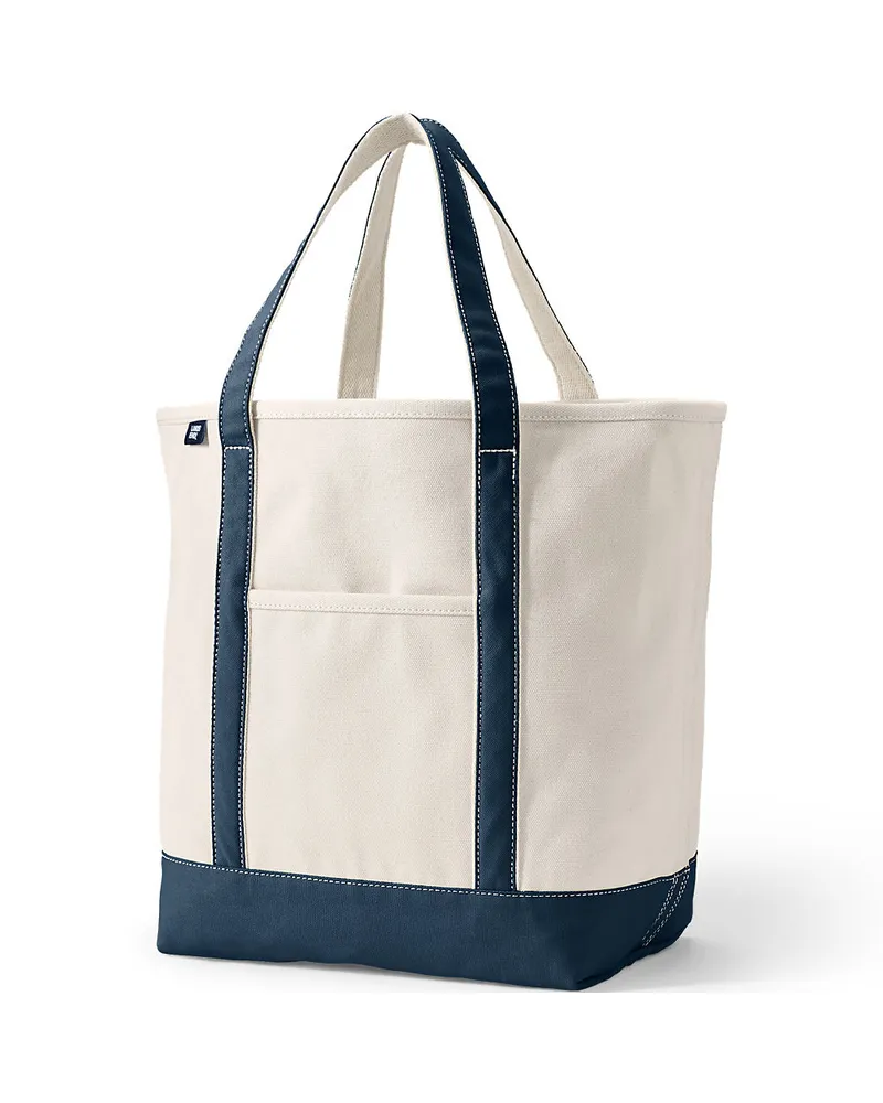 Lands' End Große offene Canvas-Tasche, Damen, Größe:null regular, Weiß, Baumwolle, by Weiß