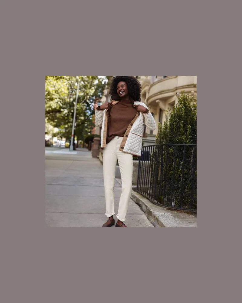 Lands' End Straight Fit Cordhose Mid Waist, Damen, GrÃ¶ÃŸe petite, WeiÃŸ, Baumwoll-Mischung, by Weiãÿ