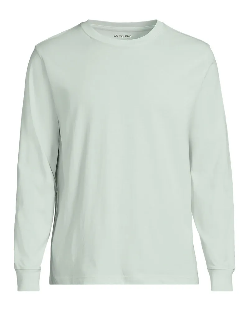Lands' End Super-T Langarm-Shirt, Classic Fit, Herren, Größe regular, Grün, Baumwolle, by Grün