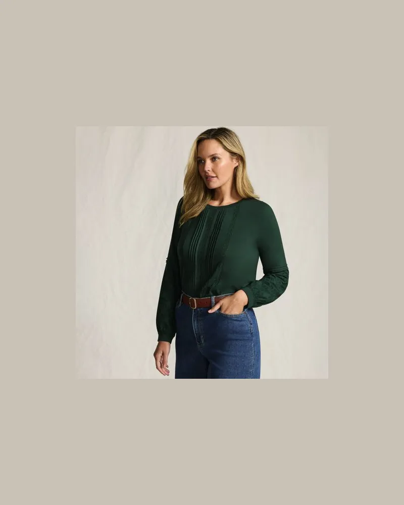 Lands' End Biesenshirt aus Baumwoll/Modalmix, Damen, Größe plus, Grün, Baumwoll-Mischung/Viskose-Mischung, by Grün