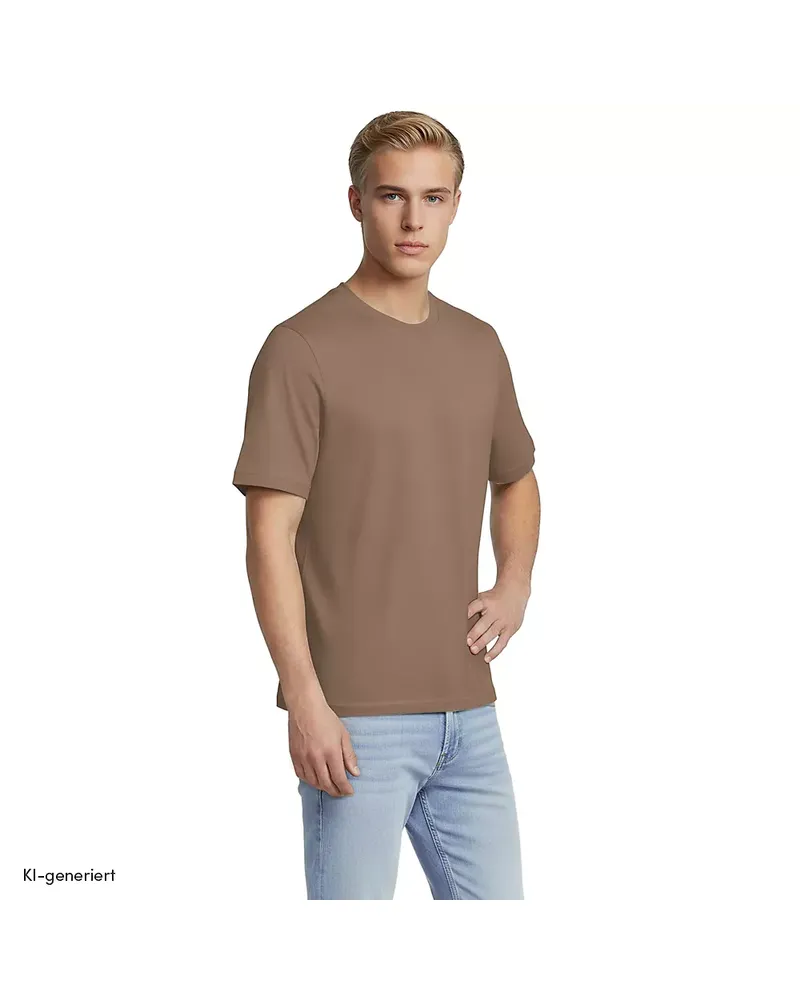 Lands' End Super-T Kurzarm-Shirt, Classic Fit, Herren, Größe regular, Braun, Baumwolle, by Braun
