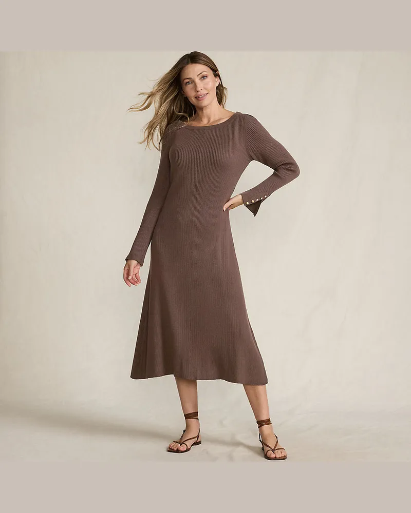 Lands' End Strickkleid Silk Touch, Damen, Größe regular, Braun, Polyester/Nylon/Viskose, by Braun