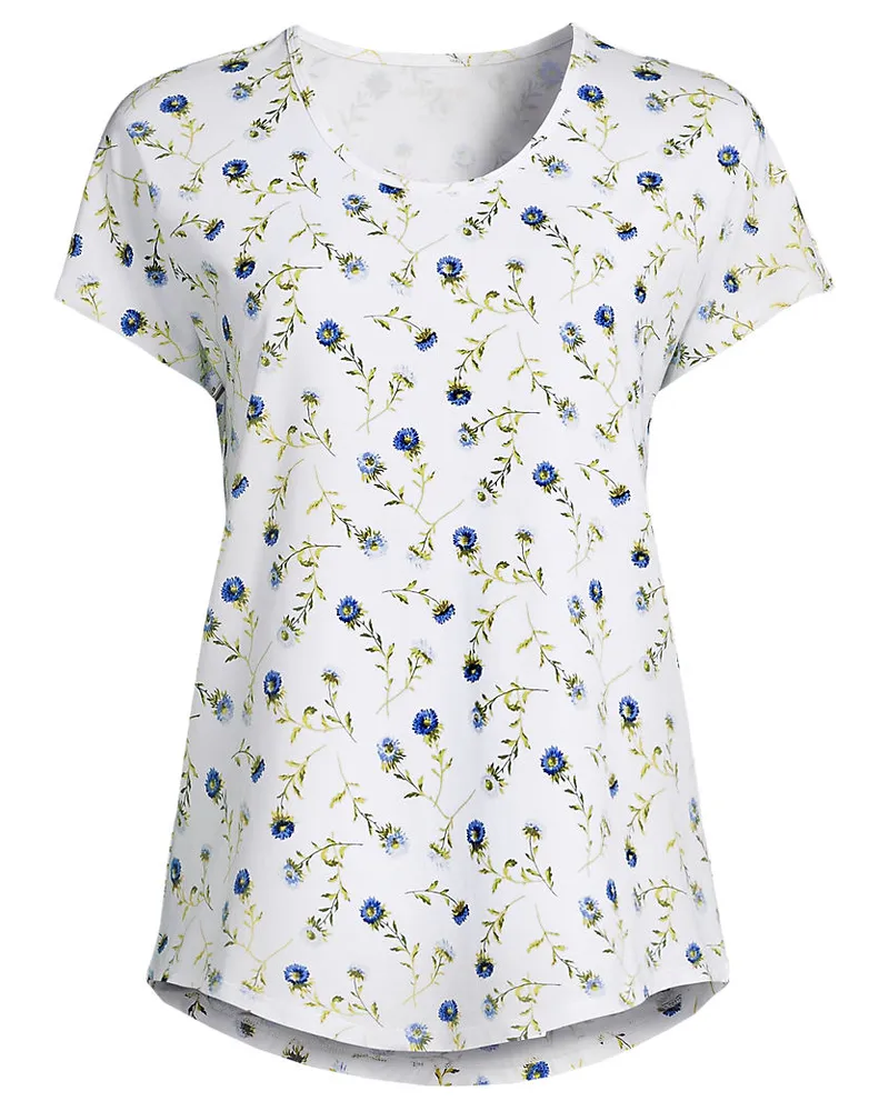 Lands' End Shirt aus Baumwolle/Modal-Mix mit Ballett-Ausschnitt, Damen, Größe plus, Weiß, Baumwolle Modal, by Weiß