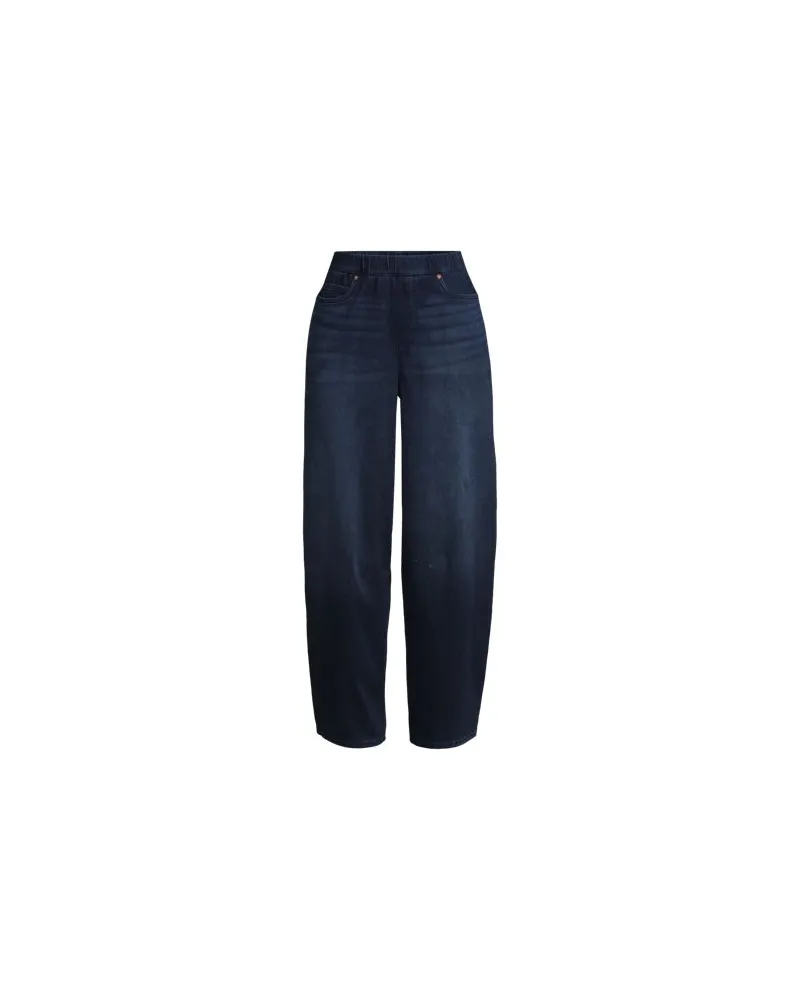 Lands' End Knit Denim STARFISH Barrel-Jeans, Damen, Größe:32-34 petite, Blau, Baumwoll-Mischung/Polyester-Mischung, by Blau