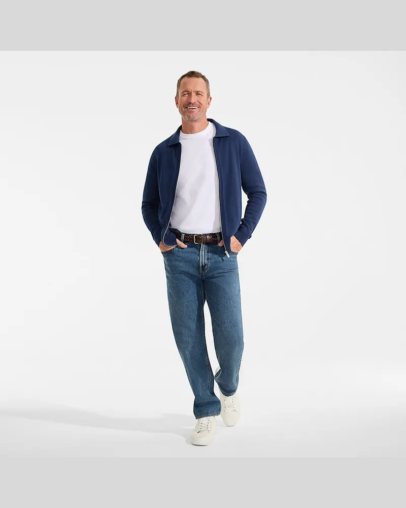 Lands' End Cardigan aus Baumwolle mit Seide, Herren, Größe regular, Blau, by Blau