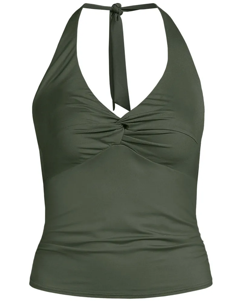 Lands' End Neckholder-Tankinitop, Damen, Größe regular, Grün, Nylon-Mischung, by Grün