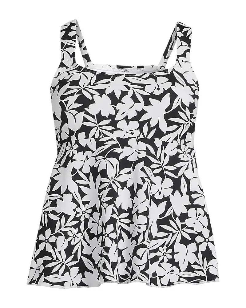 Lands' End Ausgestelltes Tankinitop mit U-Ausschnitt, Damen, Größe regular, Schwarz, Elasthan/Polyester-Mischung/Nylon-Mischung, by Schwarz
