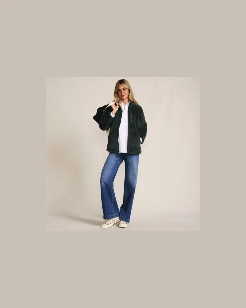 Lands' End Plüschfleece-Jacke, Damen, Größe petite, Grün, by Grün
