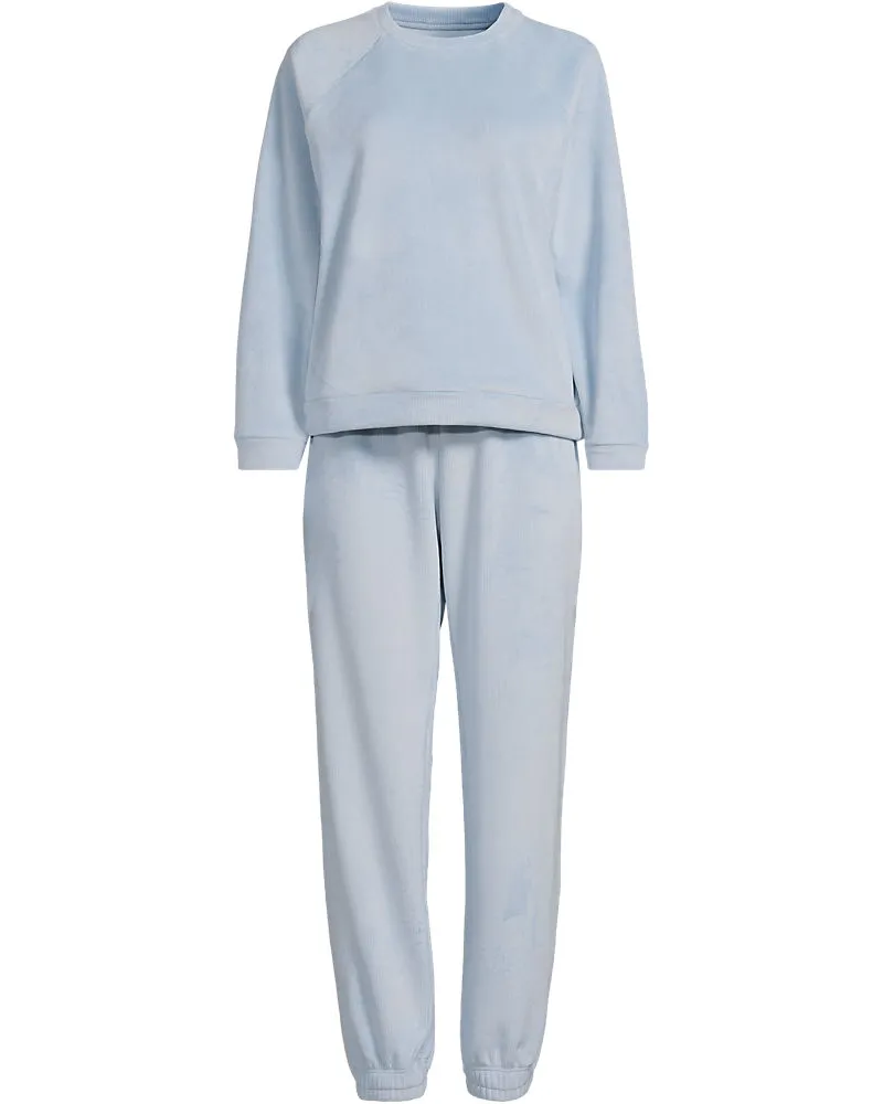 Lands' End Lounge-Set aus Samt, Damen, Größe regular, Blau, Polyester/Polyester-Mischung, by Blau