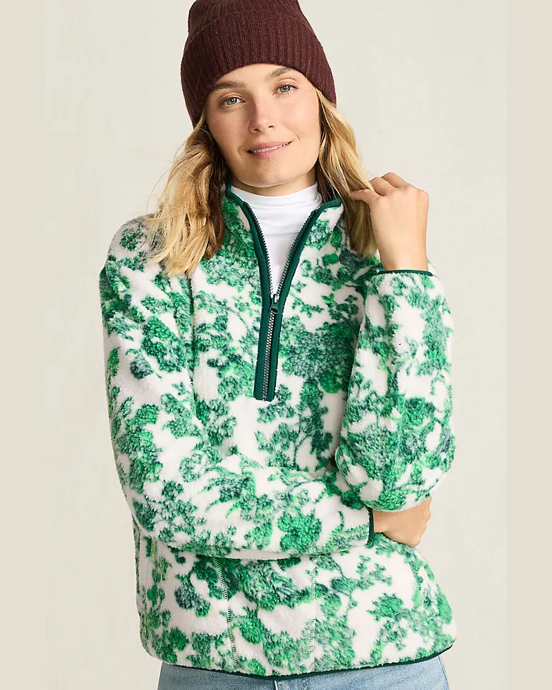 Lands' End Teddy-Pullover mit Reißverschluss Gemustert, Damen, Größe regular, Grün, Polyester, by Grün