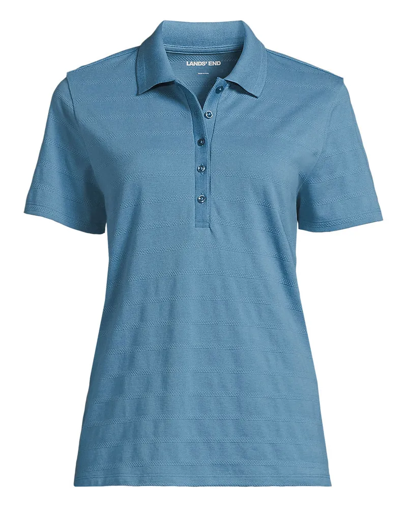 Lands' End Piqué-Poloshirt, Damen, Größe plus, Blau, Baumwolle, by Blau