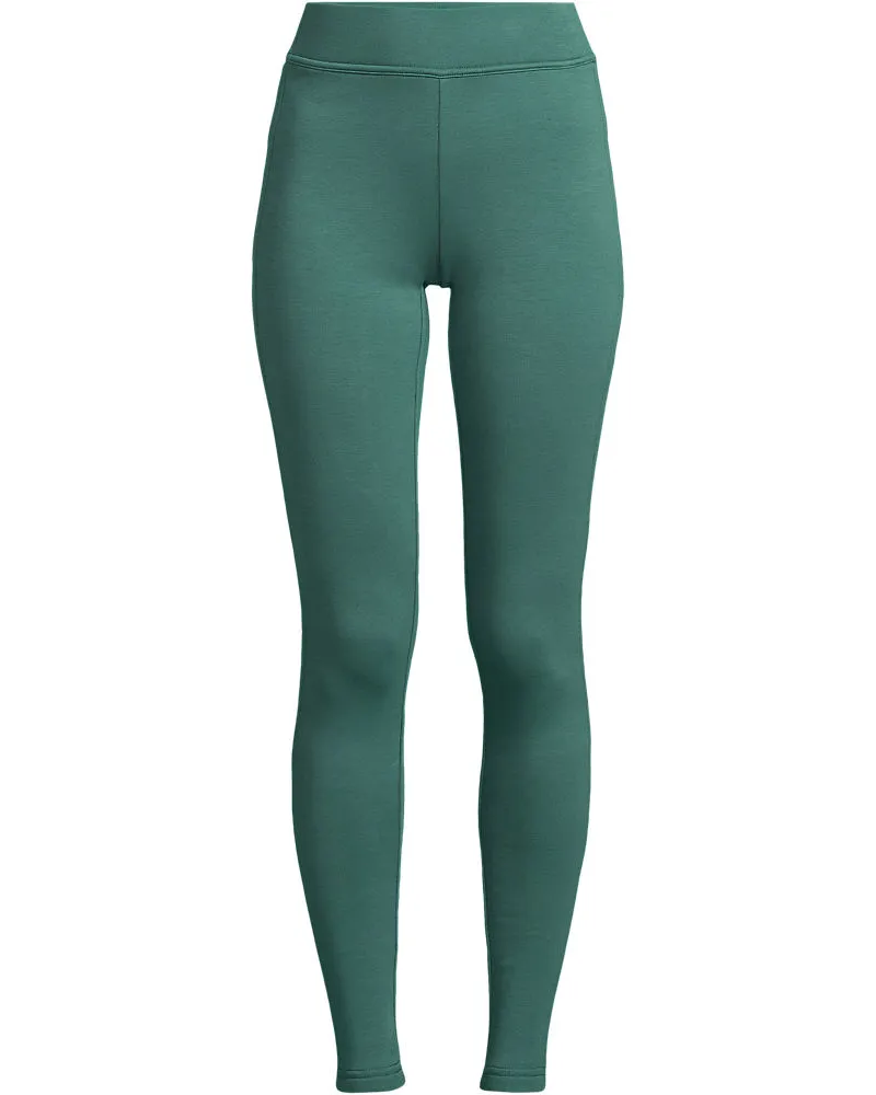 Lands' End Leggings mit Plüschfutter und Tasche SERIOUS SWEATS, Damen, Größe regular, Grün, Baumwoll-Mischung/Polyester-Mischung, by Grün