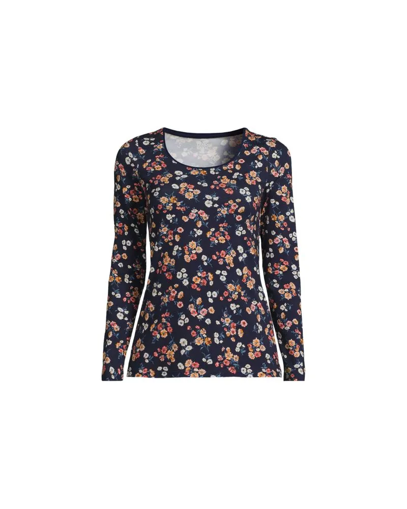 Lands' End Baumwolle/Modal-Shirt mit Ballett-Ausschnitt, Damen, Größe:32-34 petite, Blau, Baumwolle Modal, by Blau