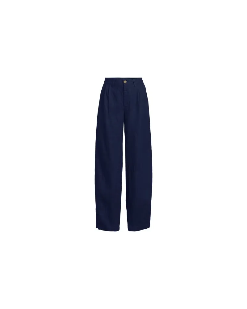 Lands' End Premium Reinleinen-Barrelhose mit Bundfalten, Damen, Größe plus, Blau, Leinen, by Blau