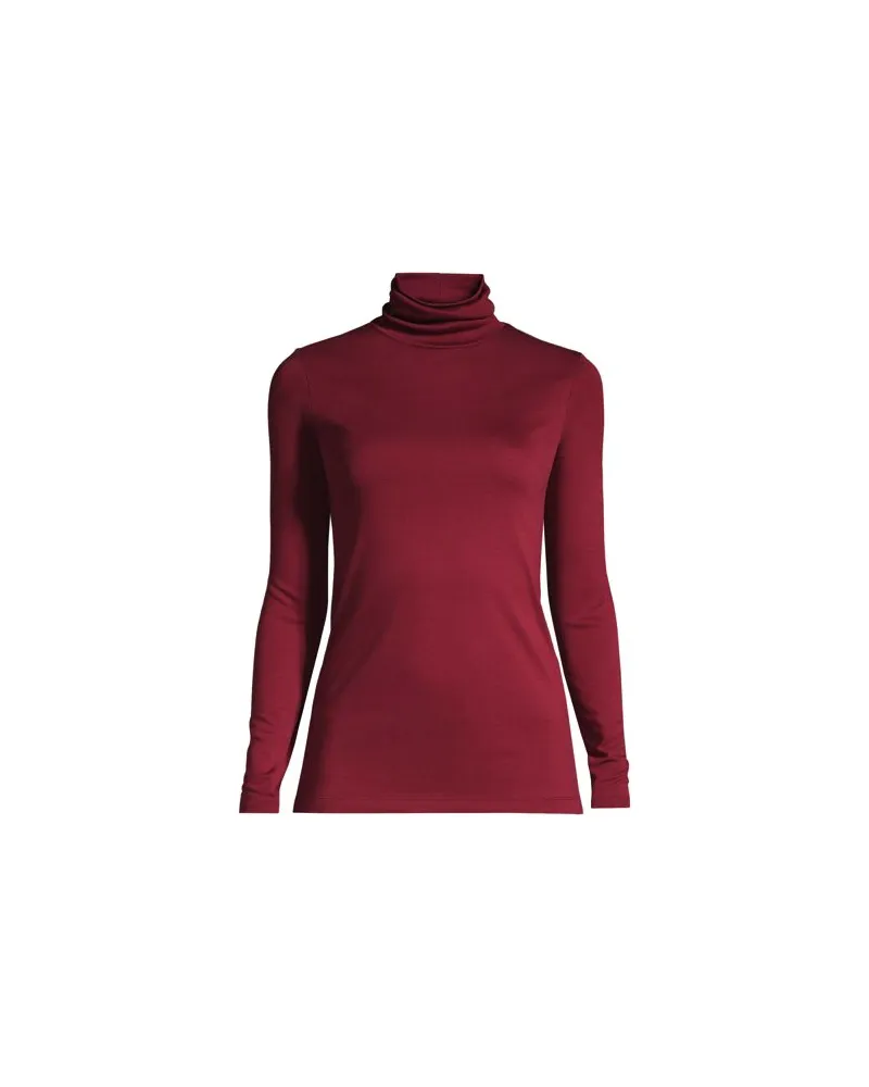 Lands' End Rollkragenshirt aus Supima, Damen, Größe petite, Rot, Baumwolle, by Rot