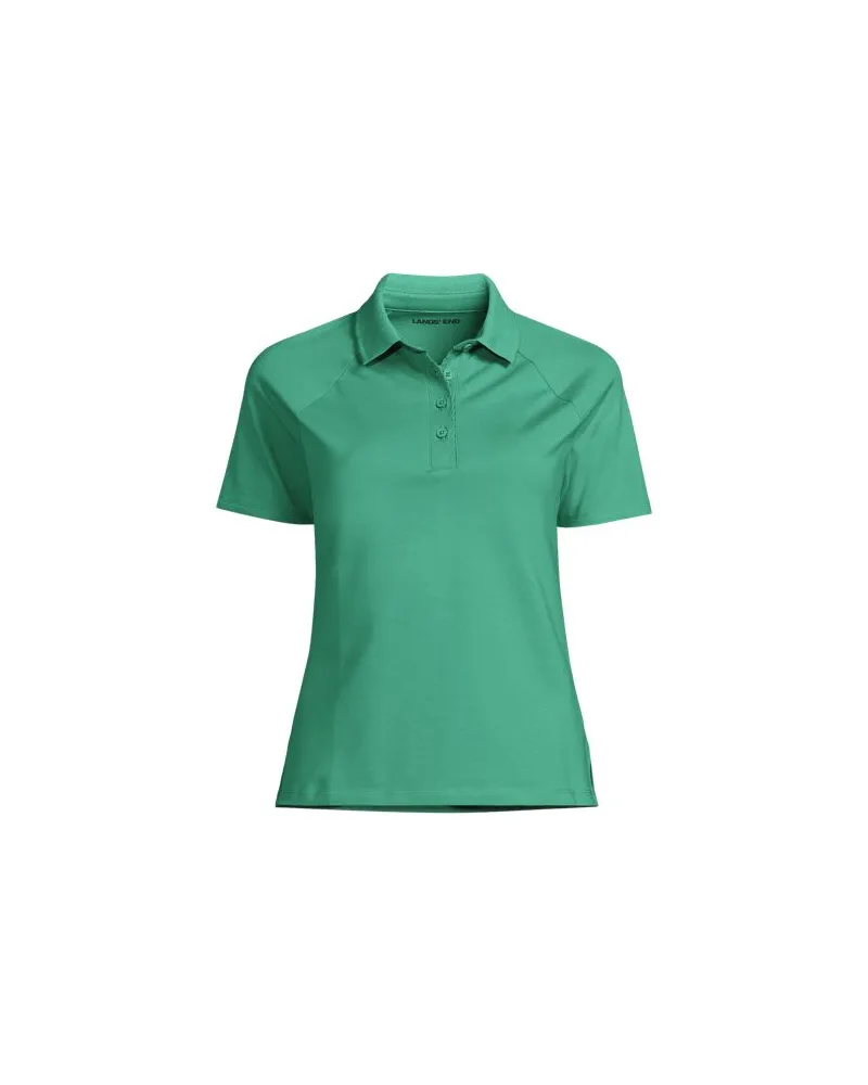 Lands' End Piqué-Poloshirt SLIM FIT mit kurzen Ärmeln, Damen, Größe plus, Grün, Baumwolle/Baumwoll-Mischung, by Grün
