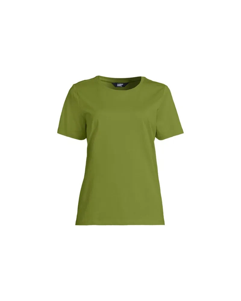Lands' End Supima T-Shirt mit Rundhalsausschnitt, Damen, Größe plus, Grün, Baumwolle, by Grün