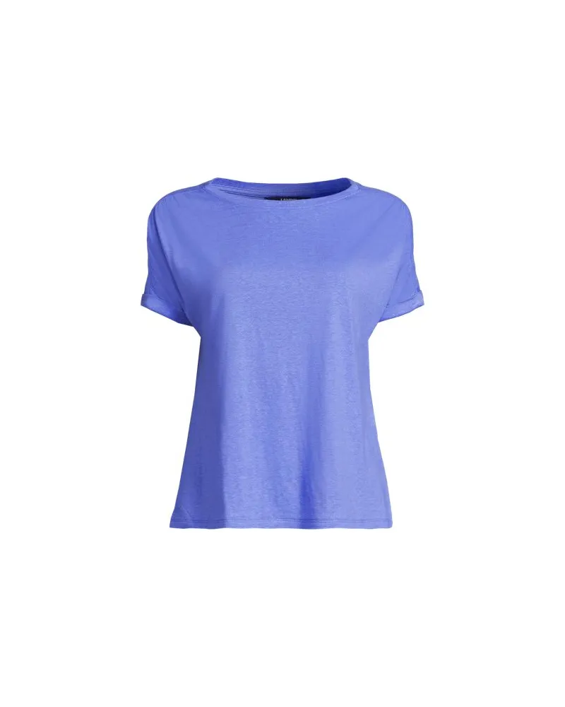 Lands' End Leinen/Modal-Shirt mit kurzen Ärmeln, Damen, Größe:44-46 regular, Blau, Leinen/Baumwolle Modal, by Blau