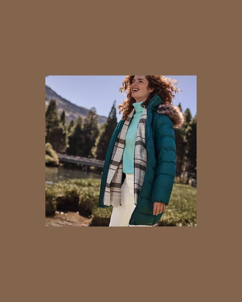 Lands' End Daunenmantel mit Kapuze, Damen, Größe:32-34 regular, Blau, Polyester, by Blau