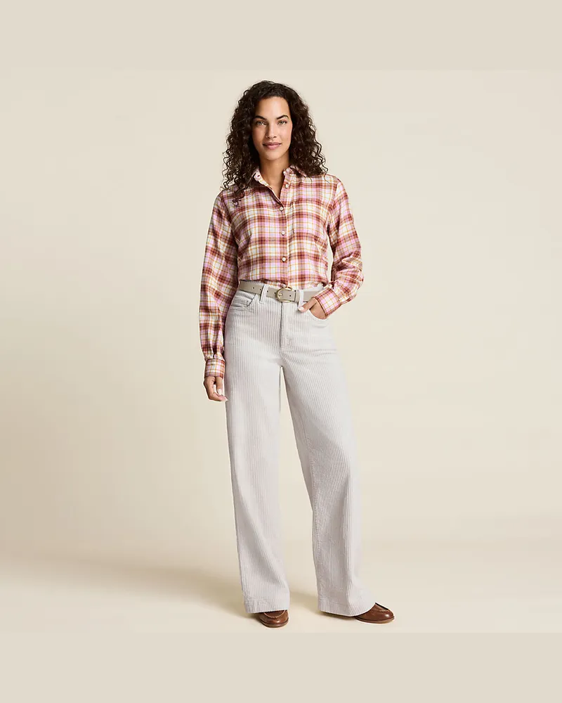 Lands' End Breitcord-Hose High Waist mit weitem Bein, Damen, Größe regular, Weiß, Elasthan/Baumwoll-Mischung, by Weiß