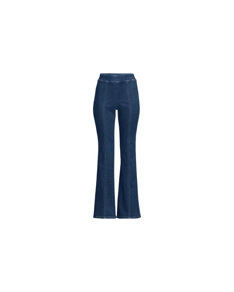 Lands' End Travel-Schlagjeans High Waist, Damen, Größe plus, Blau, Elasthan/Baumwoll-Mischung/Viskose-Mischung, by Blau