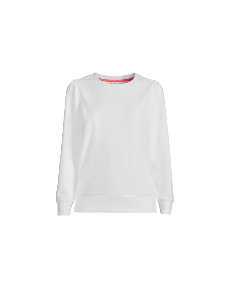 Lands' End Sweatshirt SERIOUS SWEATS mit Puffärmeln, Damen, Größe regular, Weiß, Baumwoll-Mischung/Polyester-Mischung, by Weiß