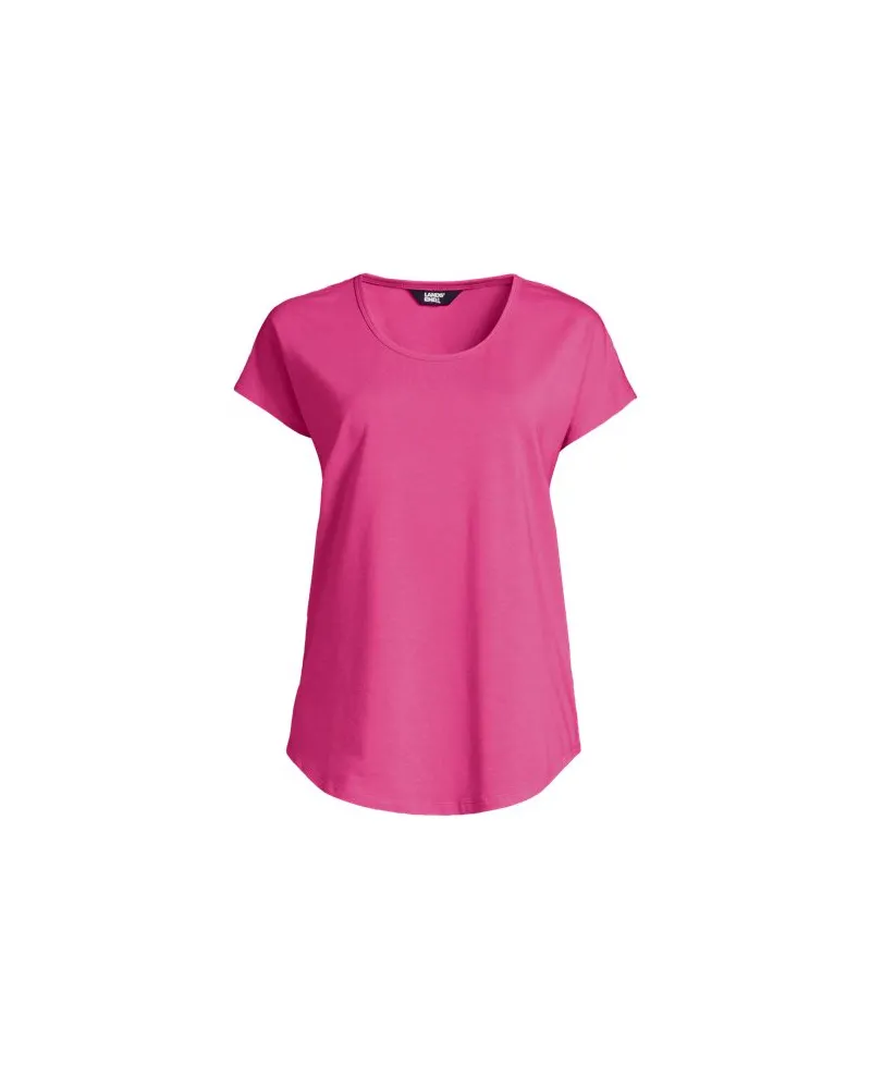 Lands' End Shirt aus Baumwolle/Modal-Mix mit Ballettausschnitt, Damen, Größe:32-34 petite, Pink, Baumwolle/Baumwoll-Mischung/Baumwolle Modal, by Pink