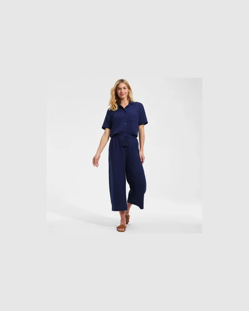 Lands' End 7/8-Schlupfhose aus Musselin, Damen, Größe regular, Blau, Baumwolle, by Blau