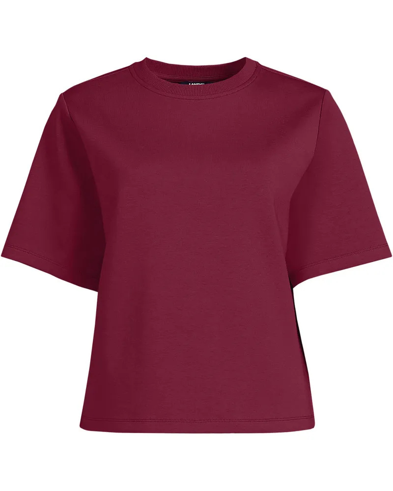 Lands' End Samtweiches Shirt mit Rundhalsausschnitt, Damen, Größe regular, Lila, Baumwolle/Polyester-Mischung, by Lila
