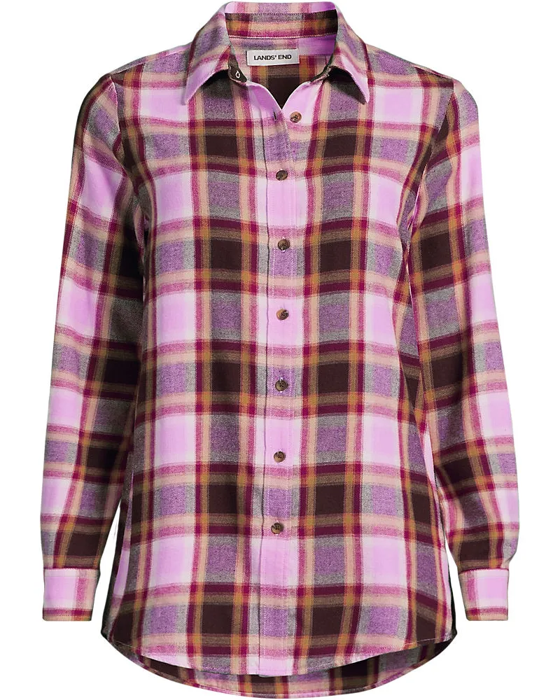 Lands' End Boyfriend-Bluse aus Flanell, Damen, Größe plus, Pink, Baumwolle, by Pink