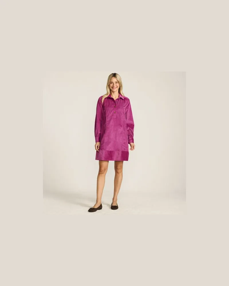Lands' End Breitcord-Hemdkleid, Damen, Größe regular, Pink, Baumwolle, by Pink