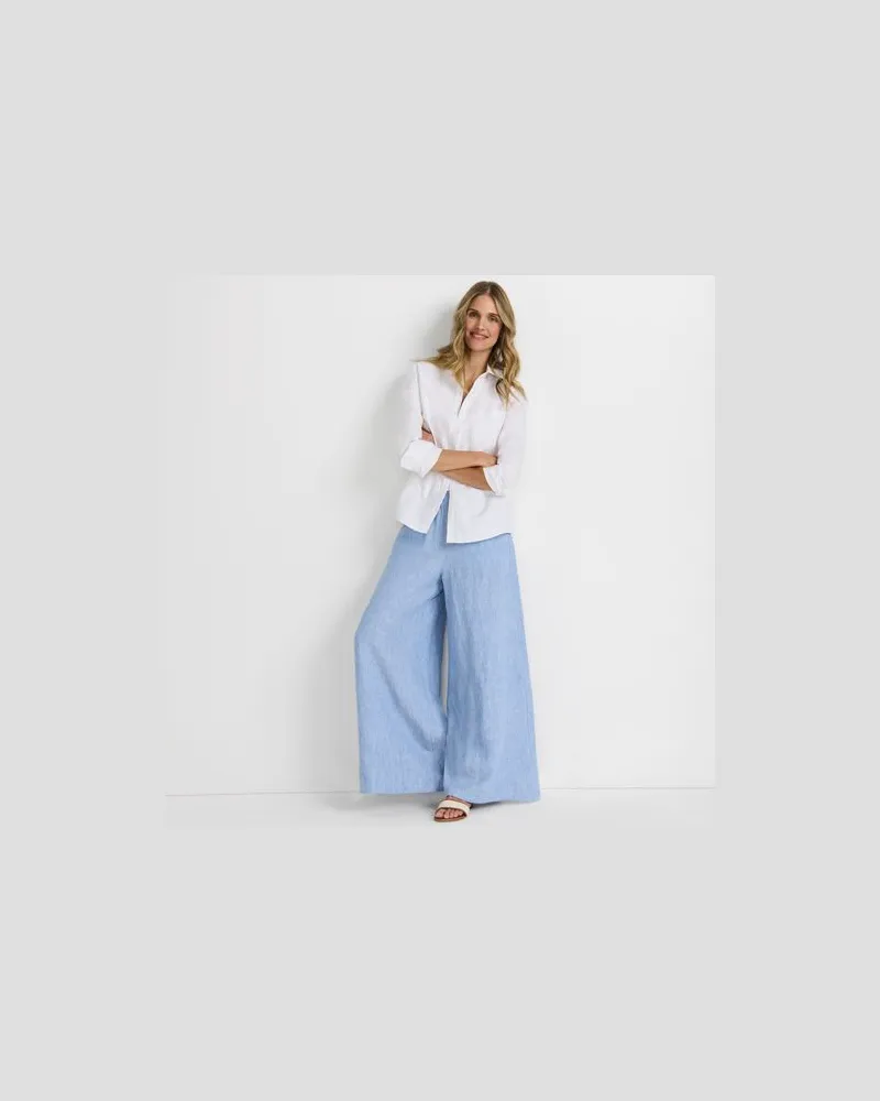 Lands' End Leinen-Palazzohose, Damen, Größe:32-34 petite, Blau, Leinen, by Blau