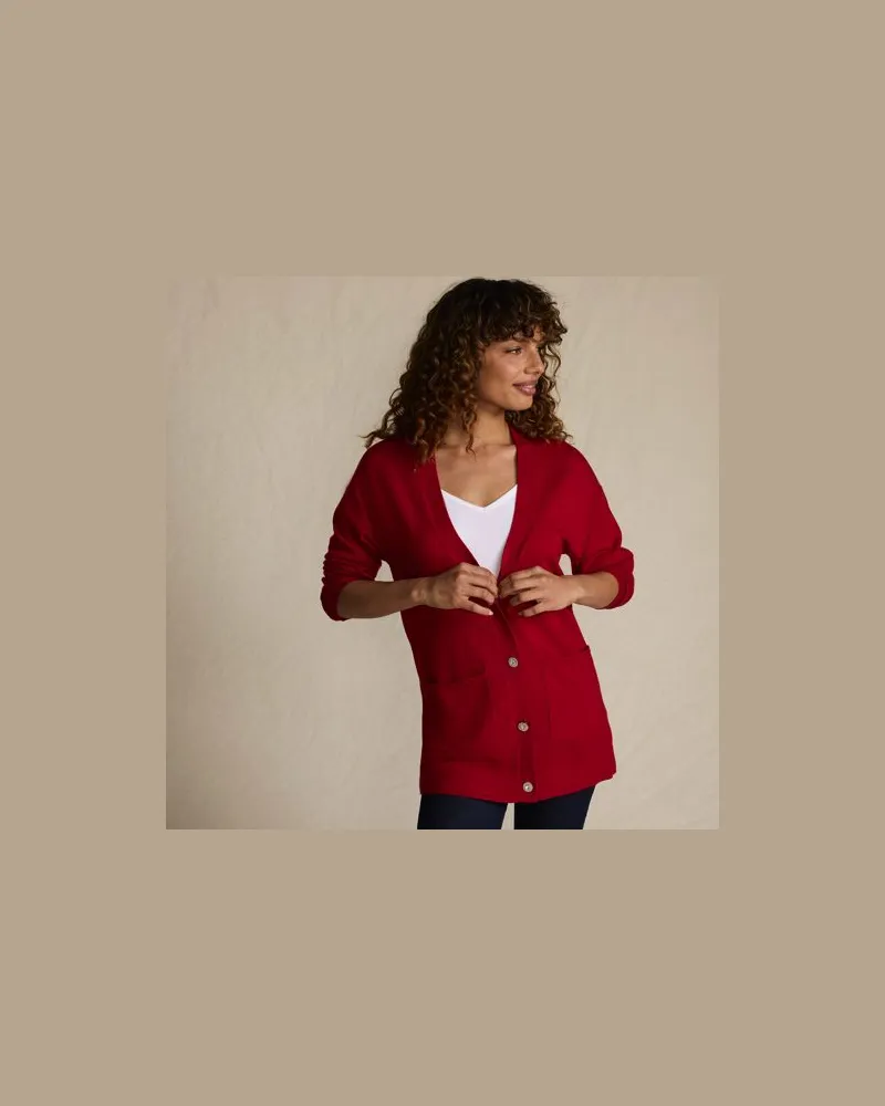 Lands' End Merino-Cardigan mit Strassknöpfen, Damen, Größe:40-42 regular, Rot, Wolle, by Rot