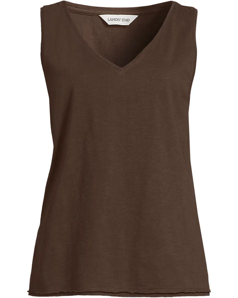 Lands' End Baumwolltop aus Flammgarn, Damen, Größe regular, Braun, Baumwolle, by Braun